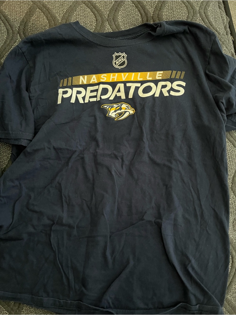 Fanatics Navy Blue Nashville Predators Graphic Tee with Yellow Accents